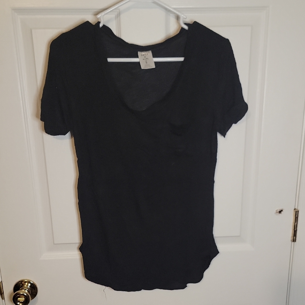 Elegant Black V-Neck Women's Tee